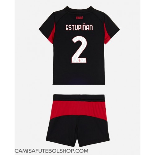 Camisa de time de futebol AC Milan Pervis Estupinan #2 Replicas 1º Equipamento Infantil 2025-26 Manga Curta (+ Calças curtas)